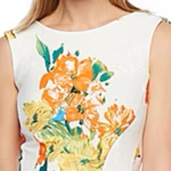 Floral Sleeveless Dress in White and Yellow - Picture 3 of 15
